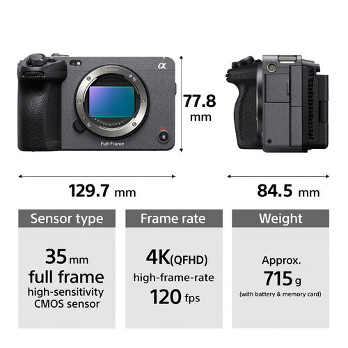 Sony - Alpha FX3 + Poignée XLR-H1 – Caméra Cinéma Compacte pour Vidéo Pro 4K