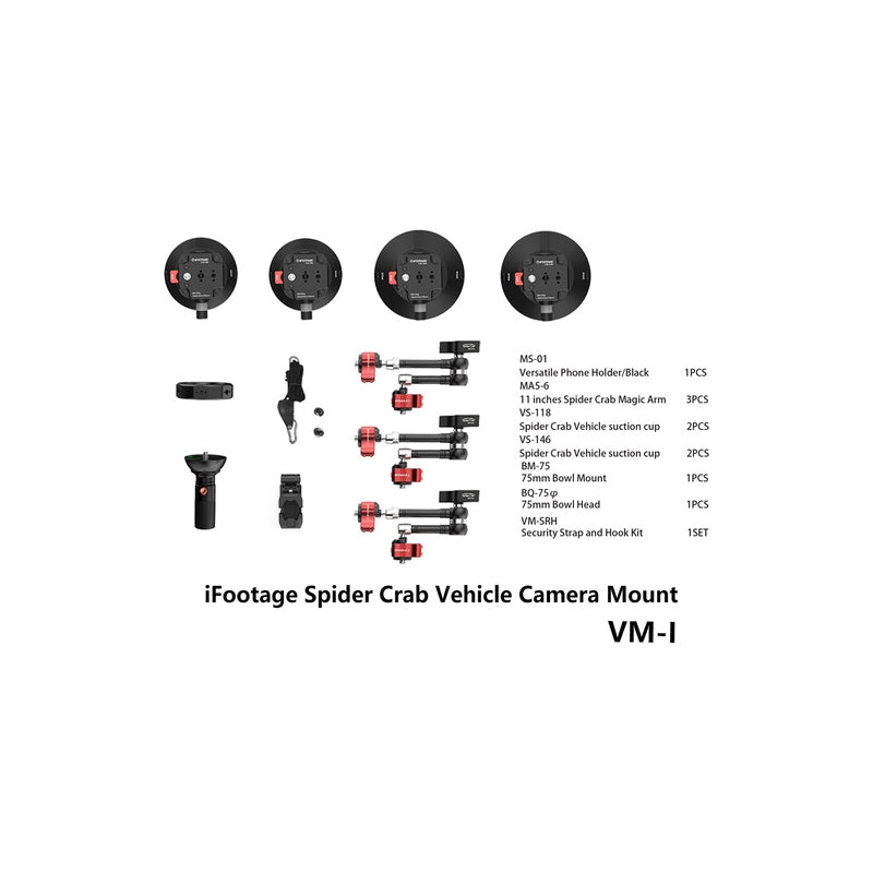 Ifootage Système complet pour fixation véhicule avec valise de transport VM-1