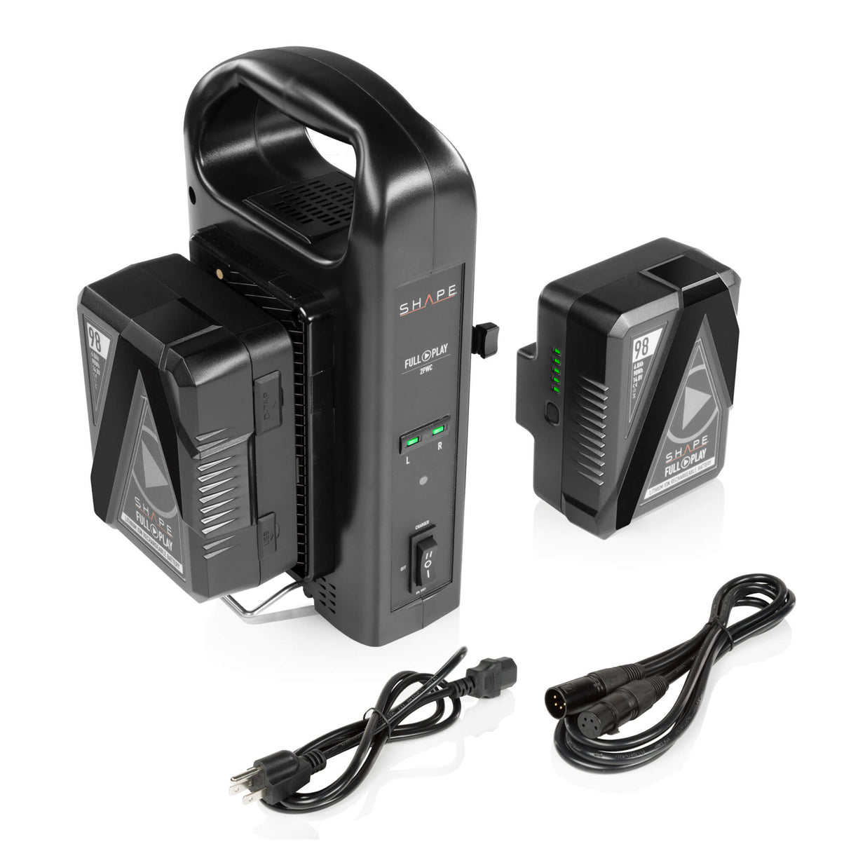 2 Batteries Gold-Mount 98 Wh 14.8 V SHAPE FULL PLAY lithium-ion avec chargeur double intelligent REF 2V98PW