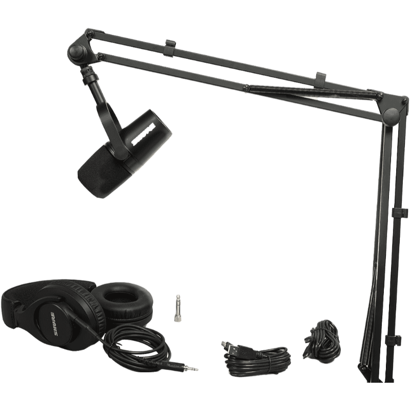 SHURE - MV7K-PACK6 Pack micro MV7-K + pied articulé 23840 + casque SRH440A-EFS VOIX OFF