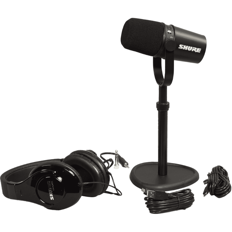 SHURE - SSE MV7K-PACK4 VOIX OFF Pack micro MV7-K + Pied de table 23230 + casque SRH240A-BK Voix off