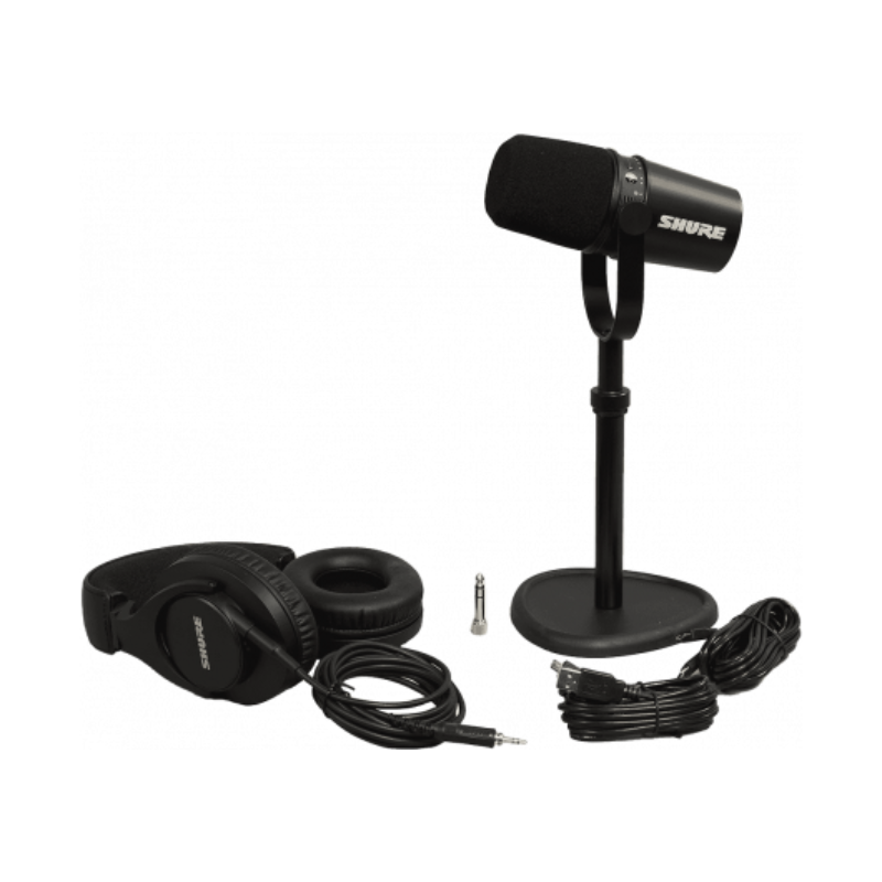 Shure SHURE - SSE MV7K-PACK5 Pack micro MV7-K + pied de table 23230 + casque SRH440A-EFS VOIX OFF