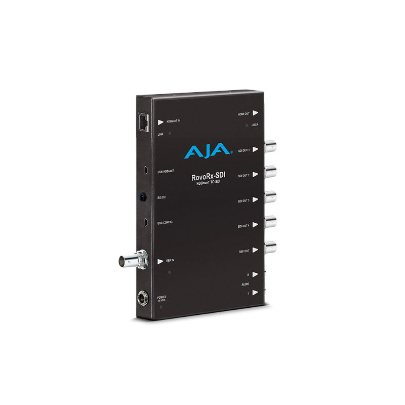 AJA ROVORX-SDI Récepteur HDBaseT en UltraHD/HD avec sorties 6G/3G-SDI & HDMI synchrones et alimentation via HDBaseT (PoH) & Genlock