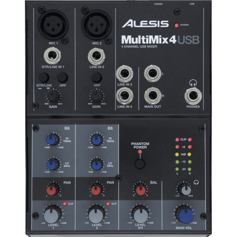ALESIS - MM4USB Table de mixage 4 voies, 6 entrées