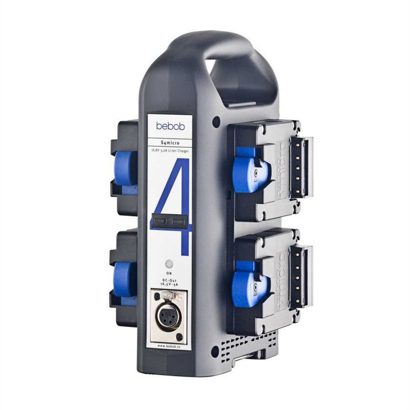 bebob VS4Micro Chargeur 4 canaux avec sortie XLR 4 broches (monture en V) Alim V-Mount 4 voies simultanées