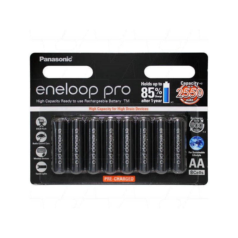 Panasonic Rechargeable Eneloop Pro AA Battery - 8 Pack