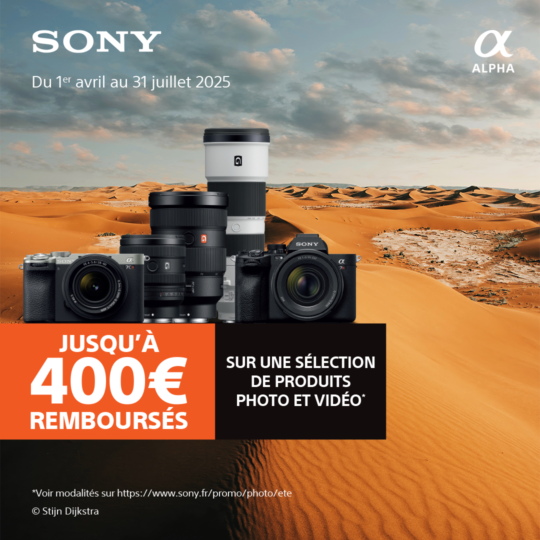 SONY : Jusqu'à 400 euros remboursés sur une selection de produits Photo et video