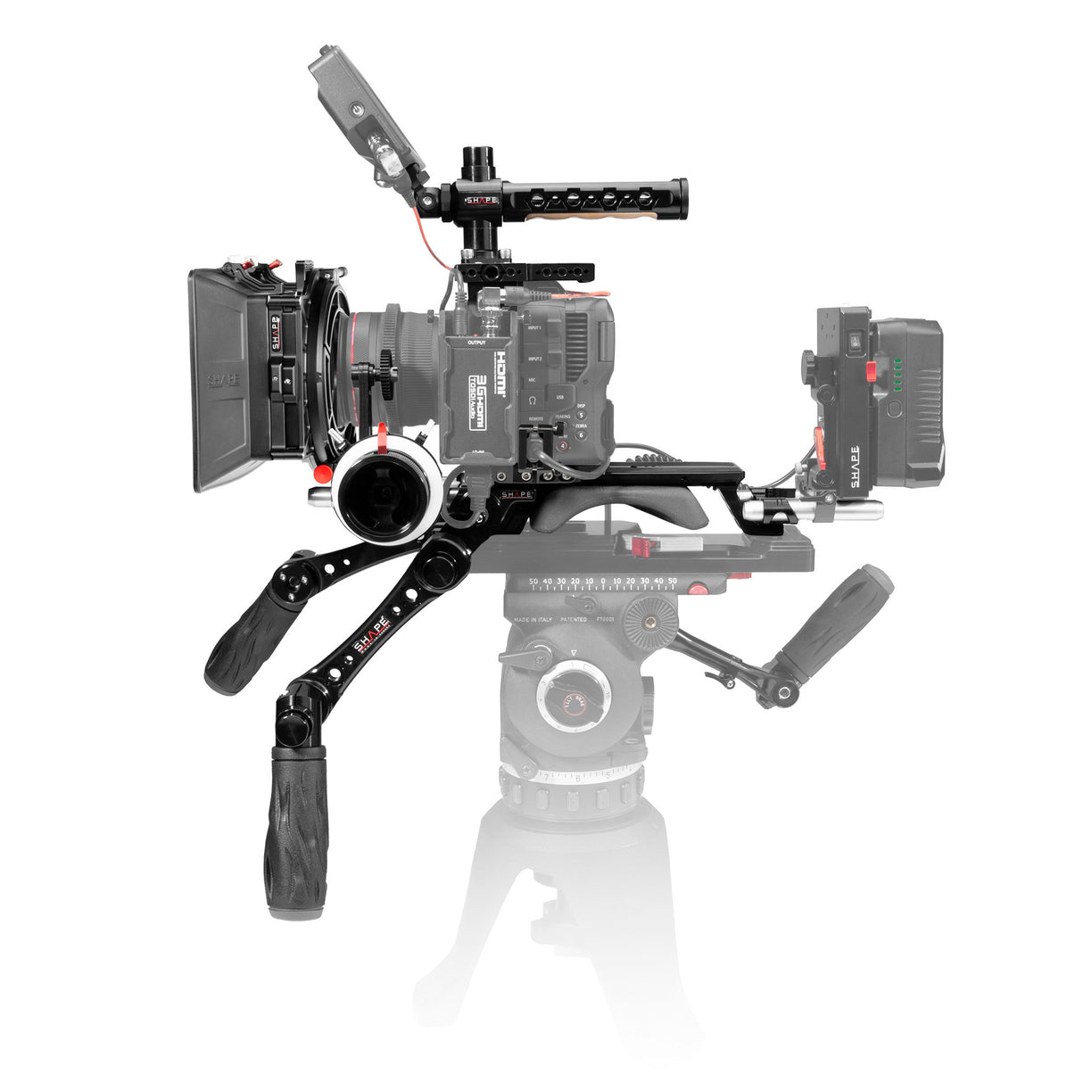 Base, cage avec poignées, matte box et follow focus  pour Canon C70