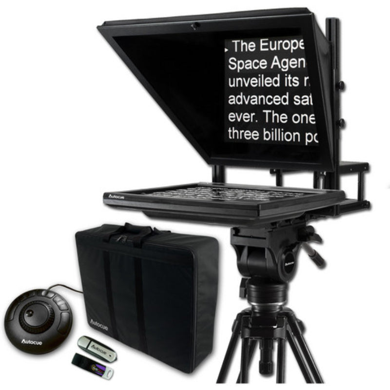 Autocue 17" Prompteur, logiciel QStart, contrôleur et mallette de transport