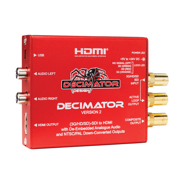 Decimator DECIMATOR 2 Convertisseur 3G/HD/SD-SDI vers HDMI avec downscaler NTSC/PAL intégré et sorties audio analogiques