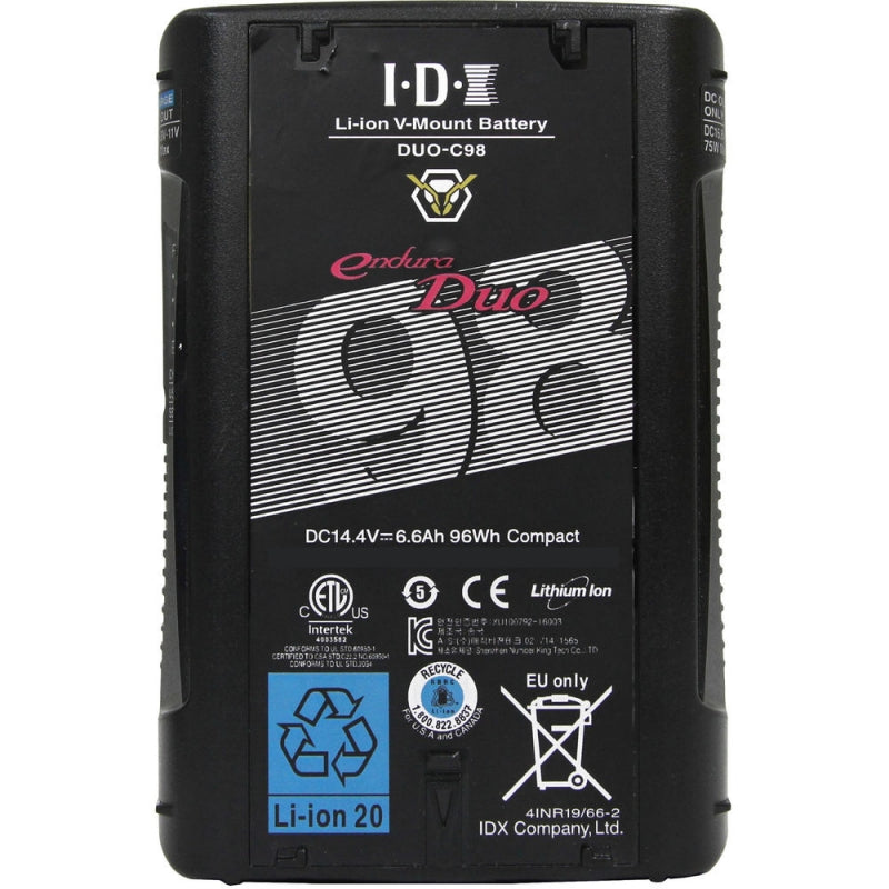 IDX Batterie Li-Ion V-mount 14.5V 97Wh avec 1 sortie D Tap Adv., 1 x D-Tap + USB PD In/Out DUO-C98P
