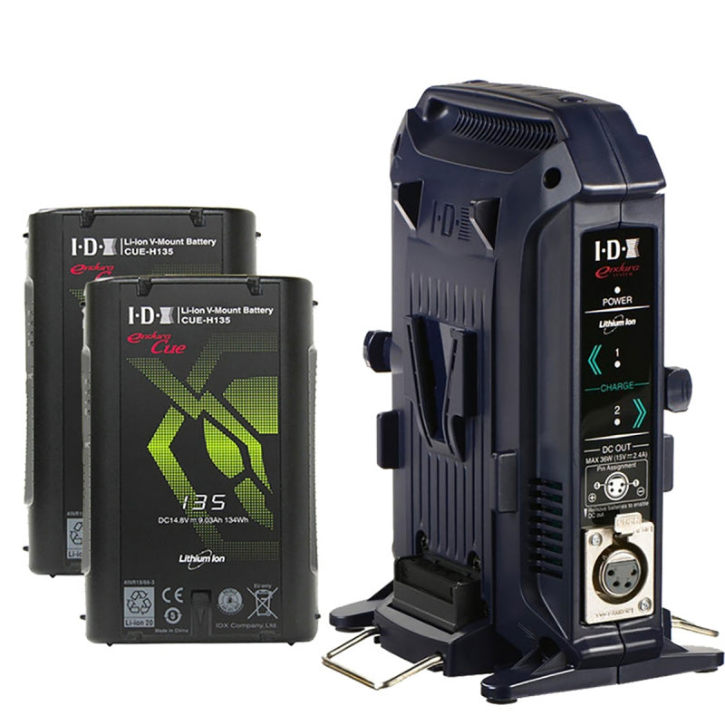 Kit IDX chargeur VL-2X + 2x Cue-H135 Batterie V-Mount